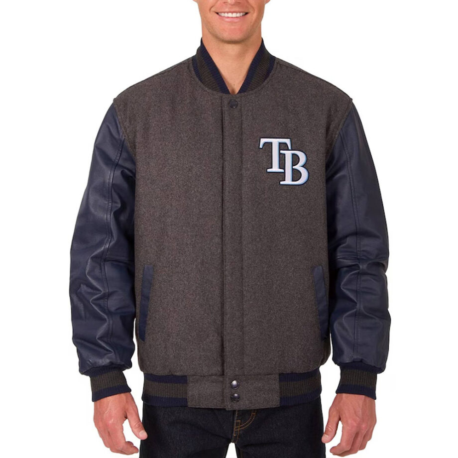 Tampa Bay Rays Charcoal and Navy Varsity Jacket