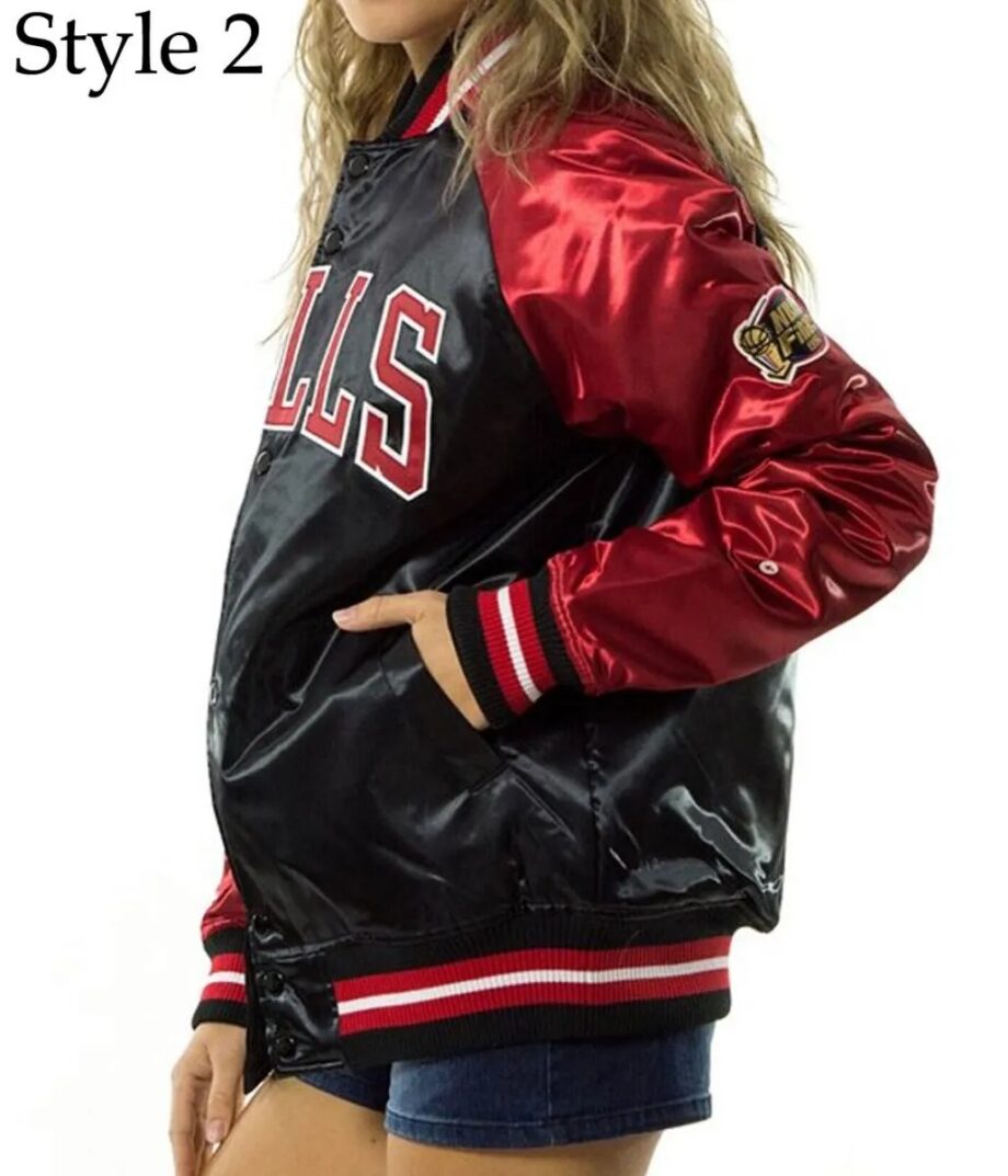 Womens Chicago Bulls Satin Varsity Jacket
