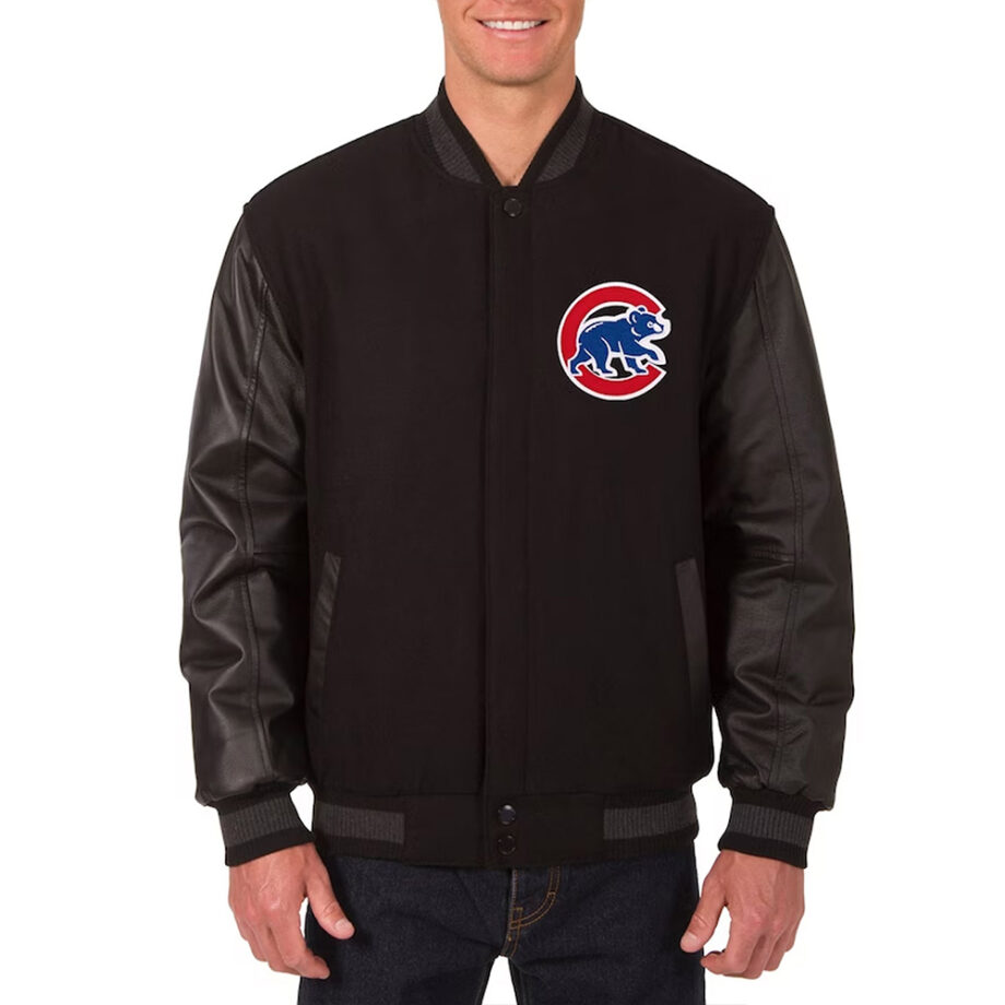 Chicago Cubs Varsity Black Wool & Leather Jacket