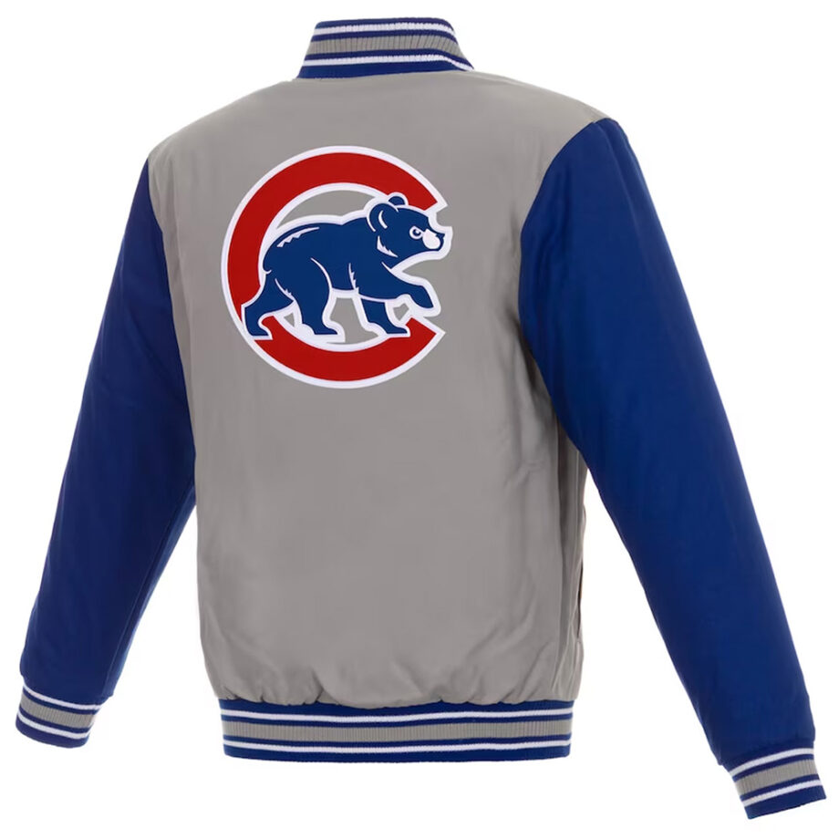 Chicago Cubs Gray & Royal Poly Twill Varsity Jacket