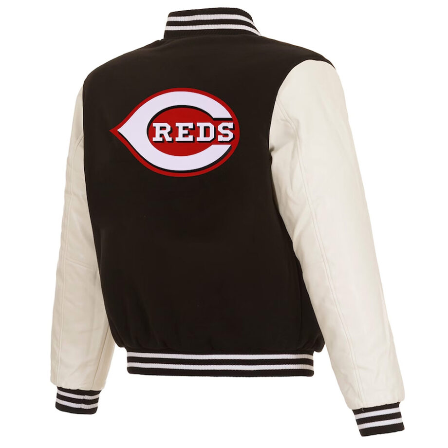 Cincinnati Reds Black & White Varsity Jacket
