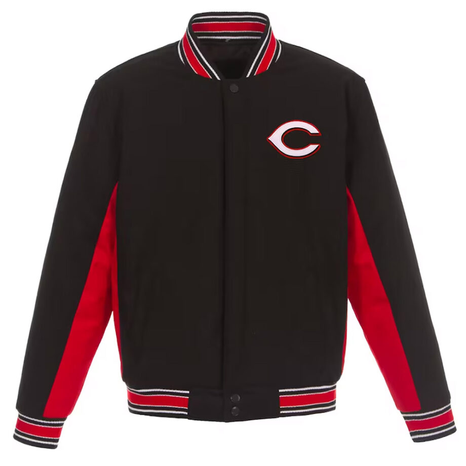 Cincinnati Reds Black & Red Varsity Wool Jacket