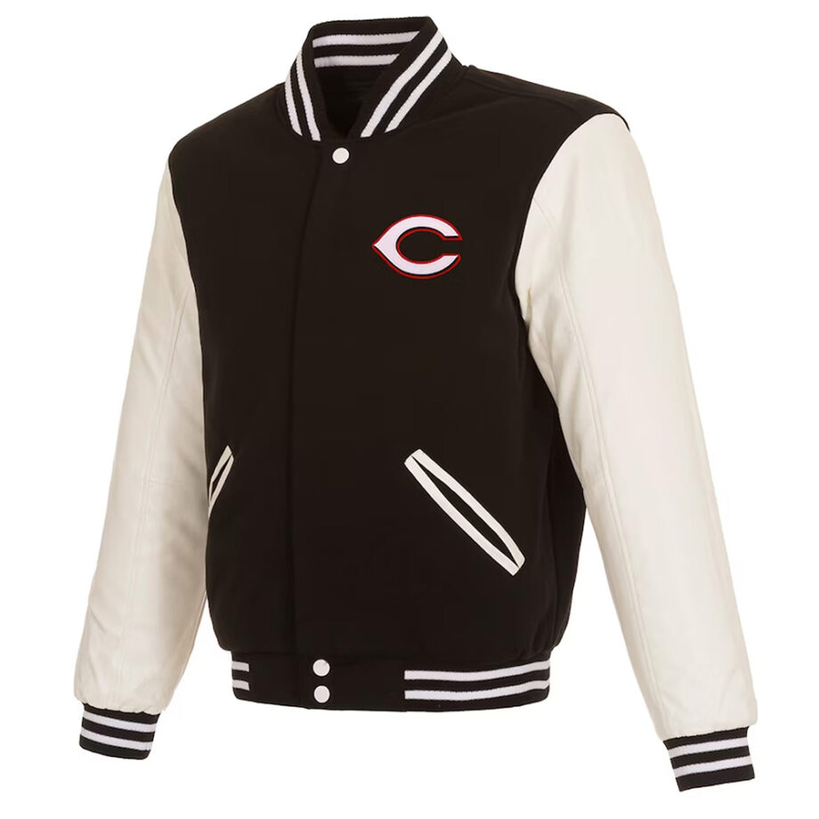 Cincinnati Reds Black & White Varsity Jacket