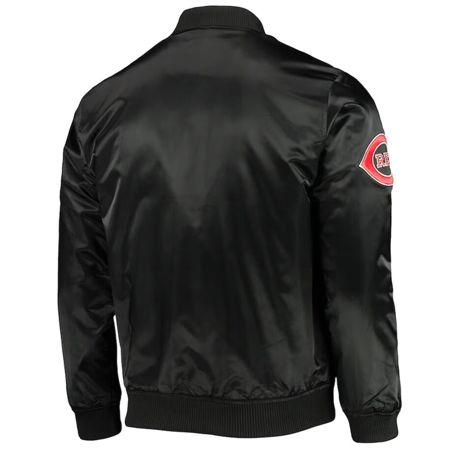 Cincinnati Reds Wordmark Black Satin Jacket