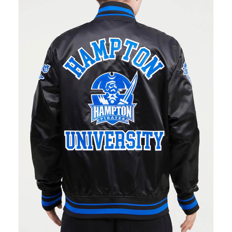 Hampton University Classic Rib Black Satin Jacket