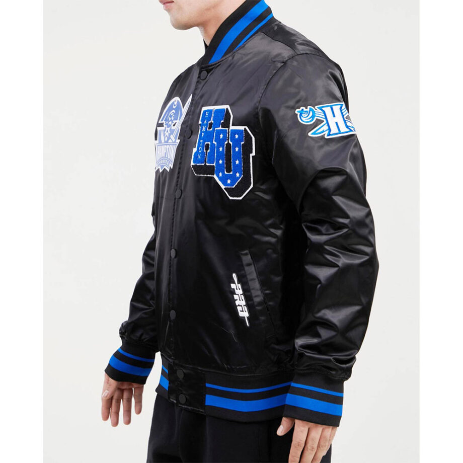 Hampton University Classic Rib Black Satin Jacket