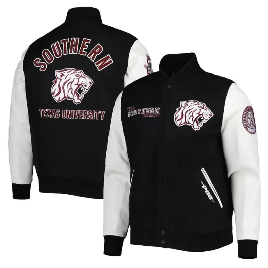 Classic Texas Southern Tigers Black & White Varsity Jacket