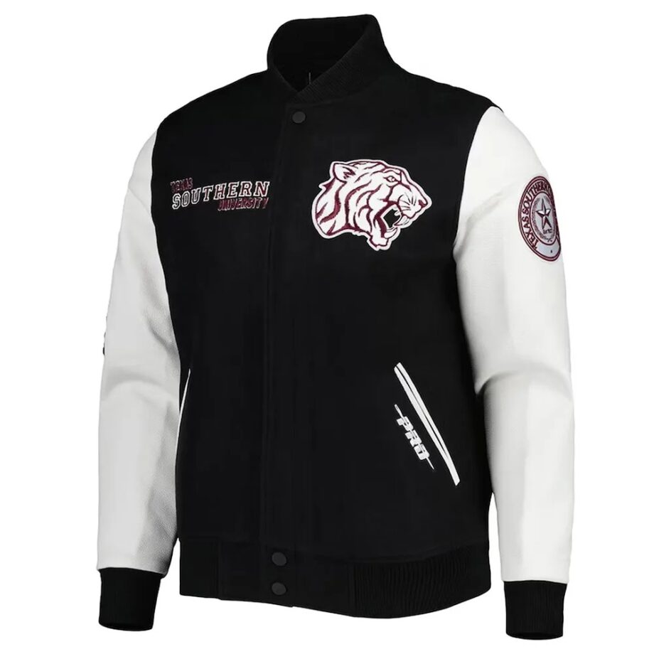 Classic Texas Southern Tigers Black & White Varsity Jacket