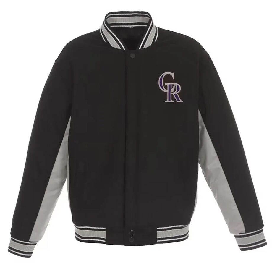 Colorado Rockies Gray & Black Varsity Wool Jacket