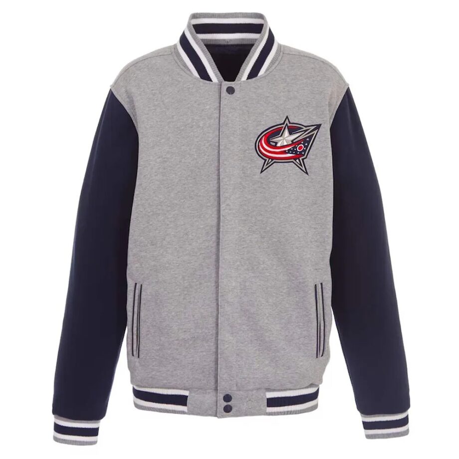 Columbus Blue Jackets Varsity Gray & Navy Wool Jacket