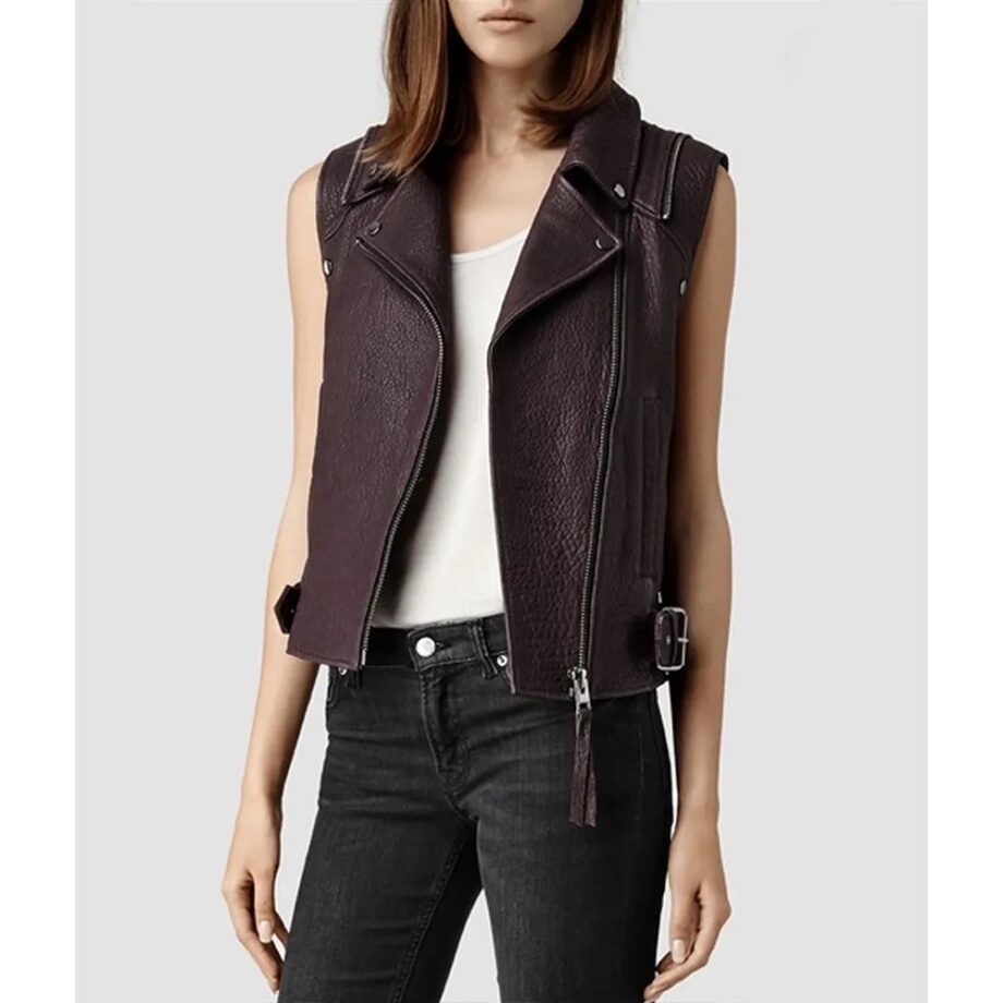 Constantine Angélica Celaya Burgundy Leather Jacket