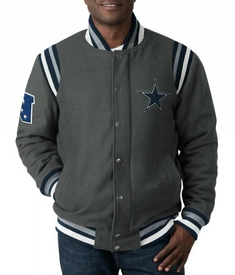 Gray Dallas Cowboys Varsity Wool Jacket