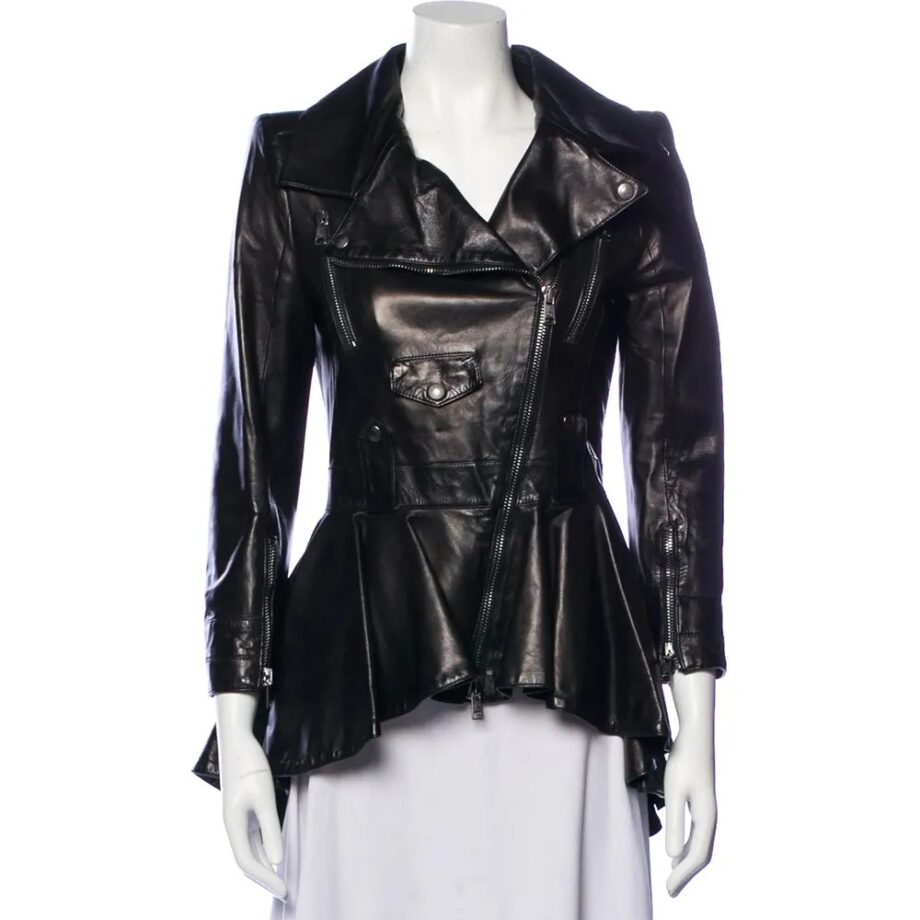 Demi Lovato Good Morning America Peplum Leather Jacket