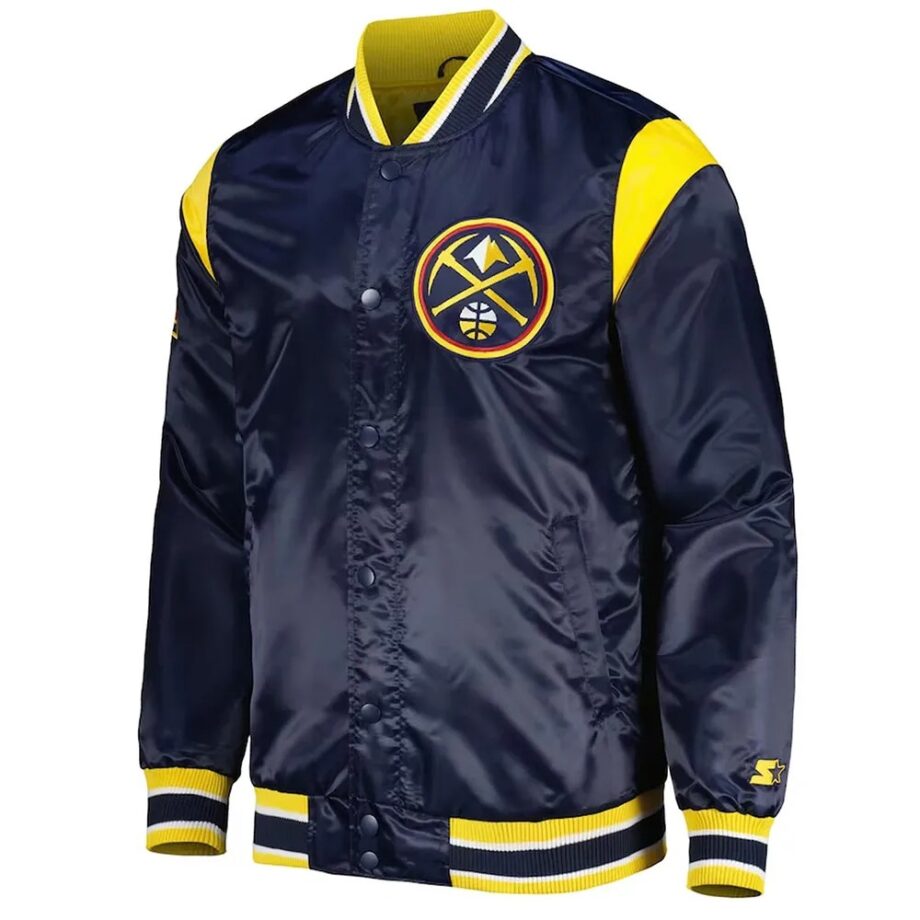 Denver Nuggets Force Play Navy Varsity Satin Jacket
