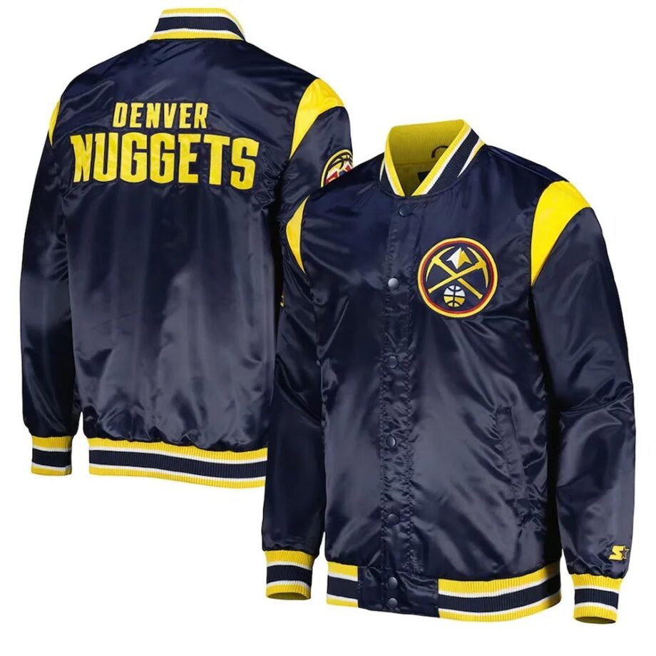 Denver Nuggets Force Play Navy Varsity Satin Jacket