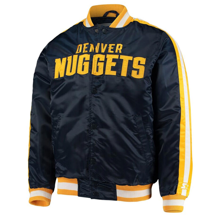 Denver Nuggets Navy Varsity Satin Jacket