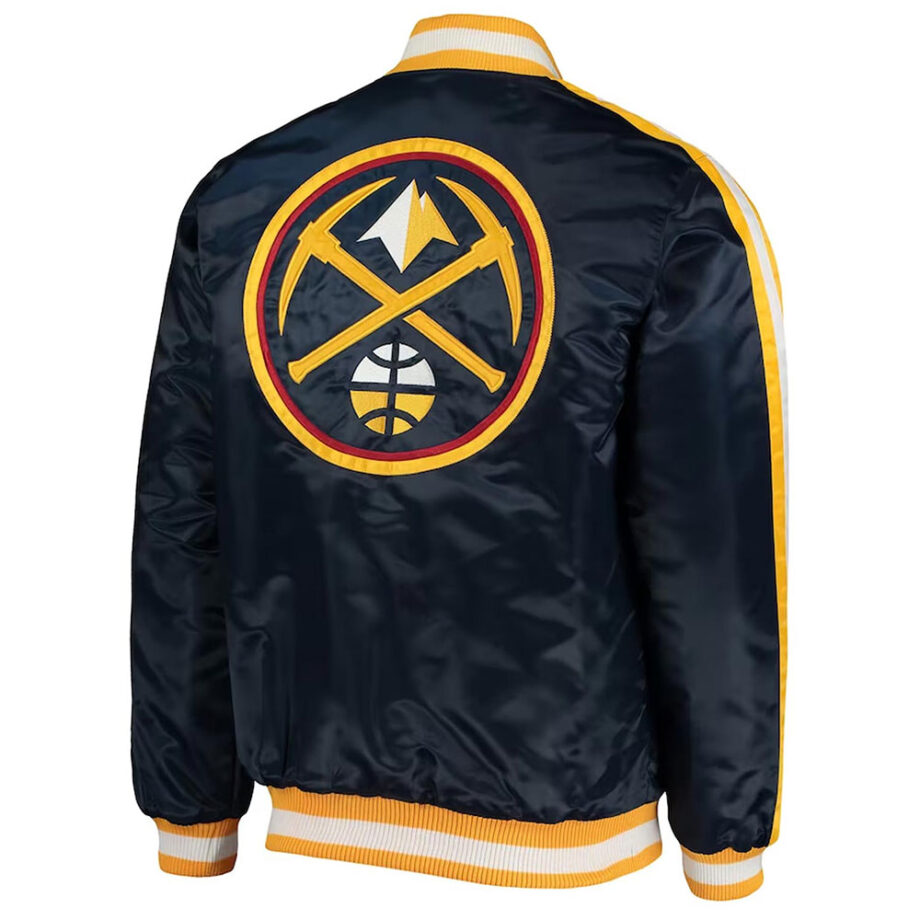 Denver Nuggets Navy Varsity Satin Jacket