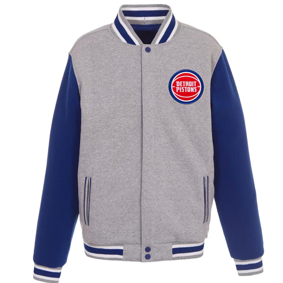 Detroit Pistons Gray & Royal Varsity Wool Jacket