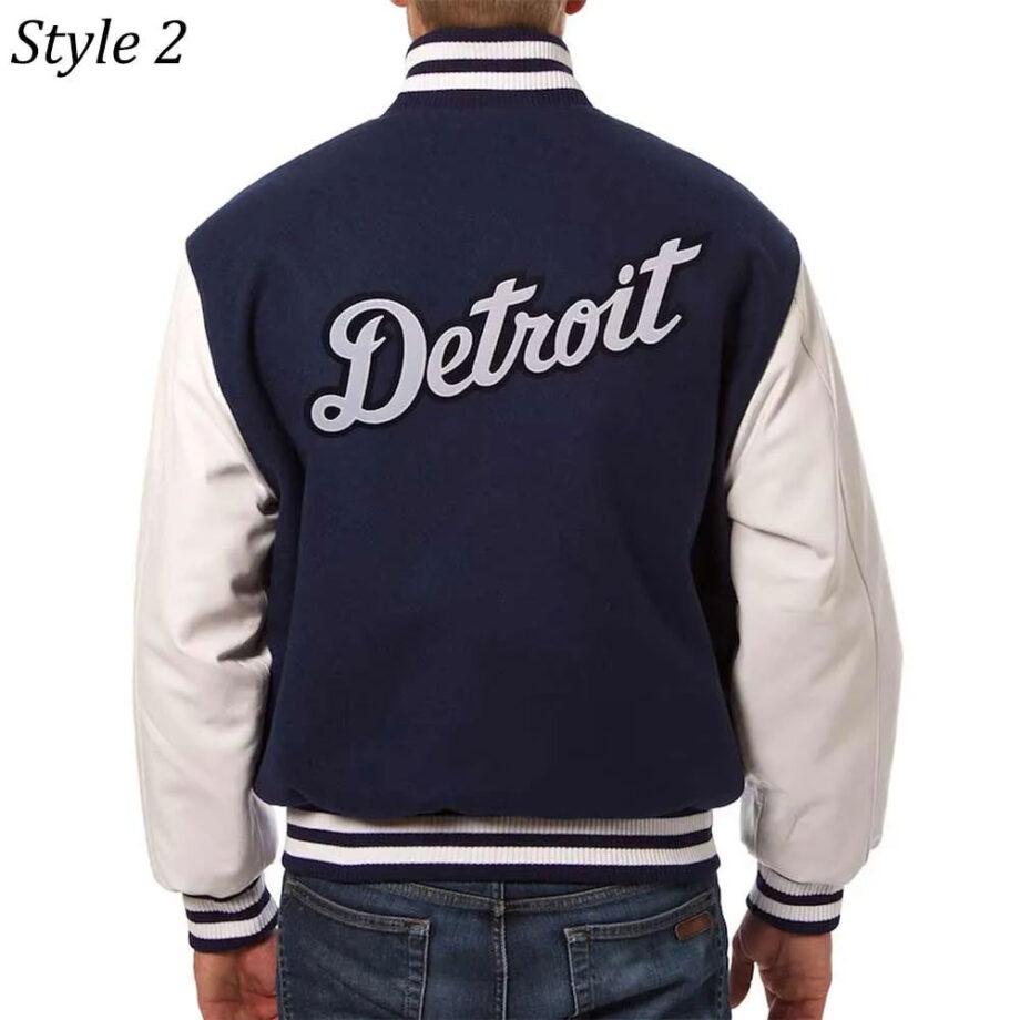 Detroit Tigers Navy and White Varsity Jacket