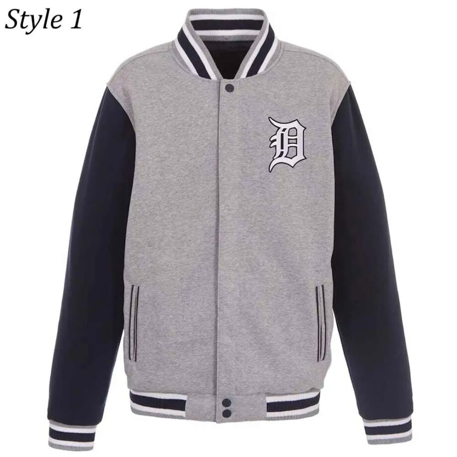 Detroit Tigers Navy & Gray Varsity Wool Jacket