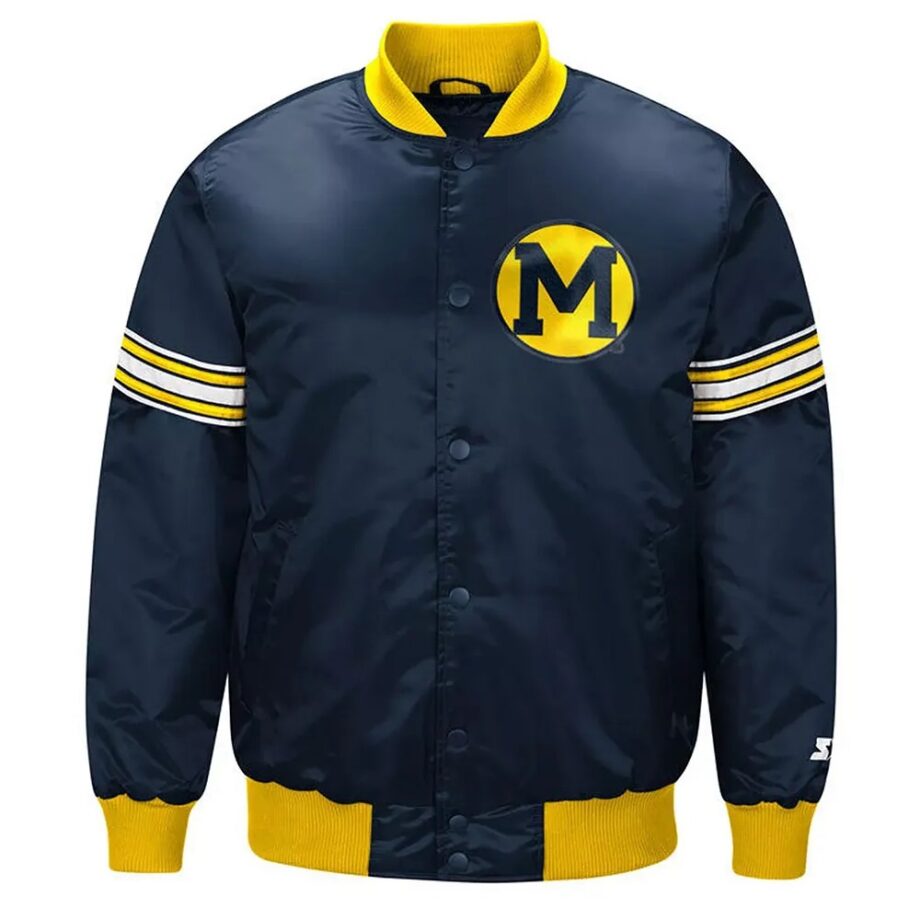 Michigan Wolverines Draft Pick Navy Satin Jacket