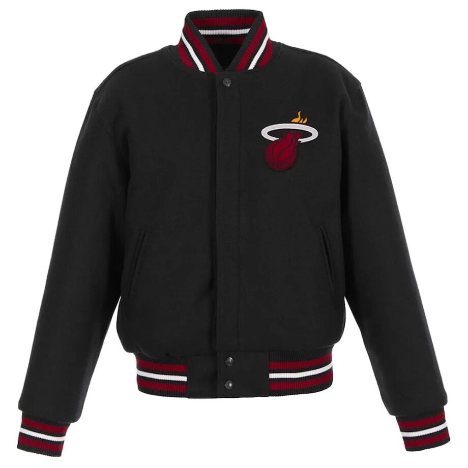 Miami Heat Embroidered Black Varsity Wool Jacket