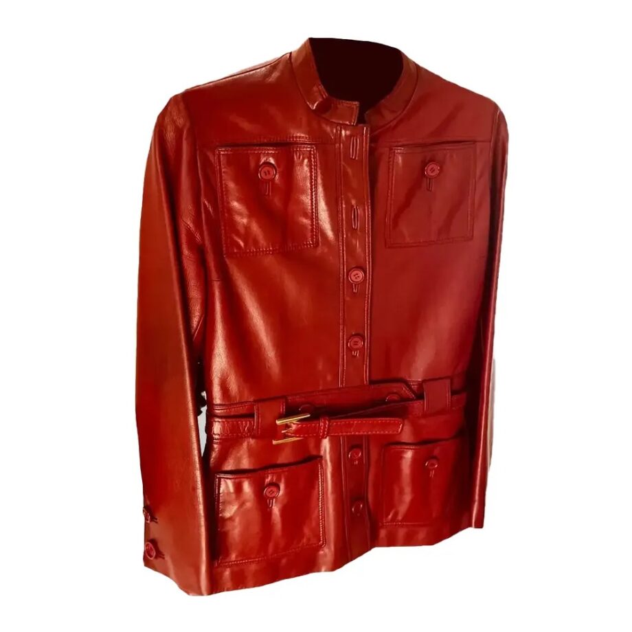 Emily in Paris S04 Lily Collins Burgundy Leather Jacket