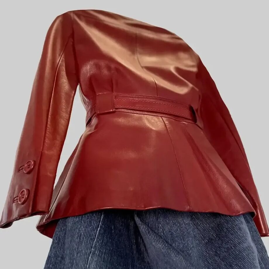 Emily in Paris S04 Lily Collins Burgundy Leather Jacket