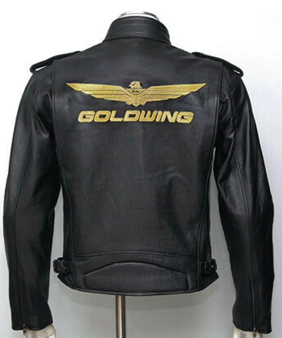 Biker Goldwing Black Leather Jacket
