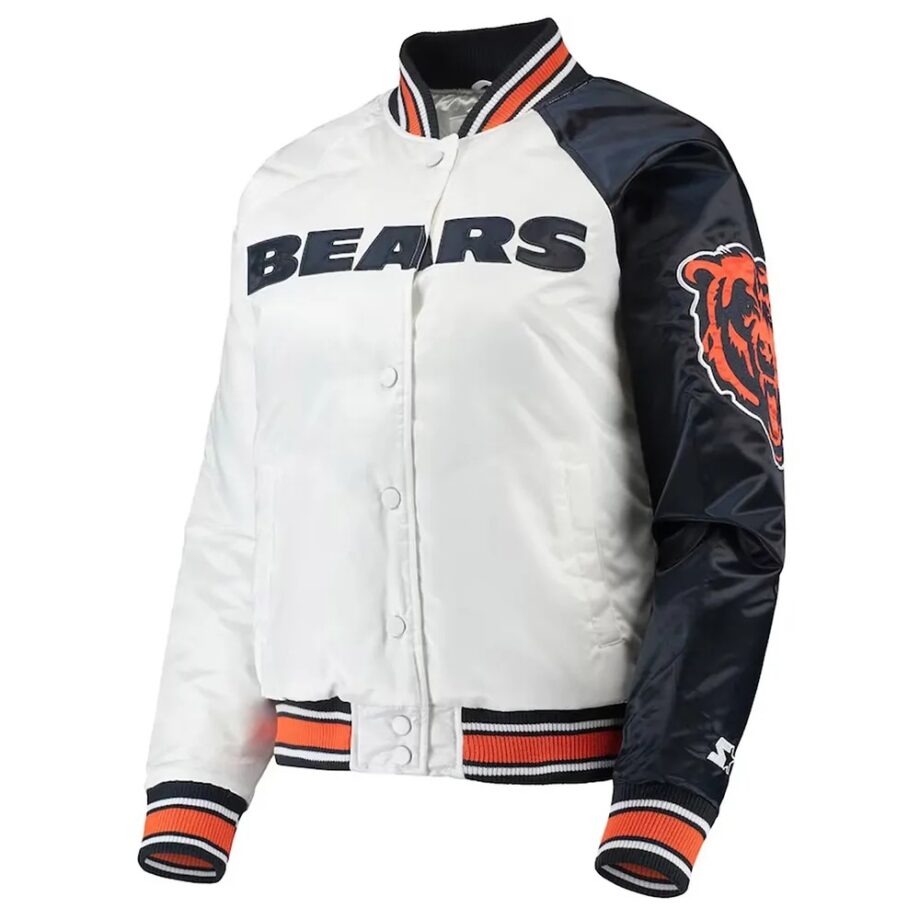 White/Navy Chicago Bears Hometown Satin Jacket