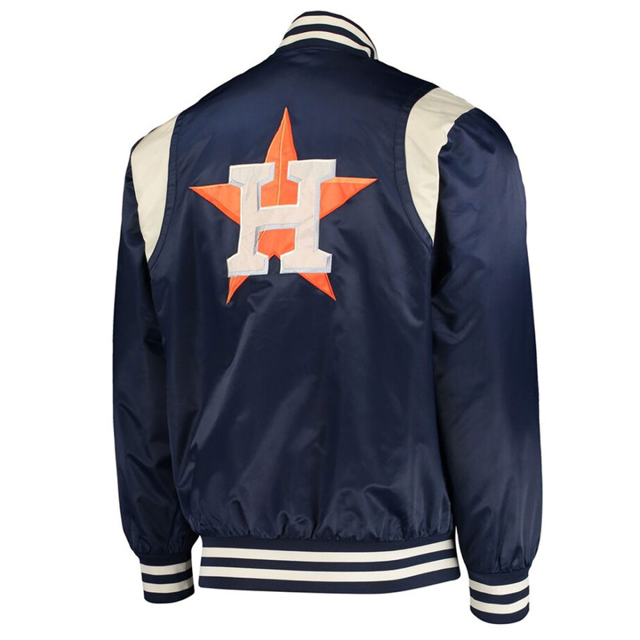 Houston Astros Navy/Cream Vintage Varsity Satin Jacket