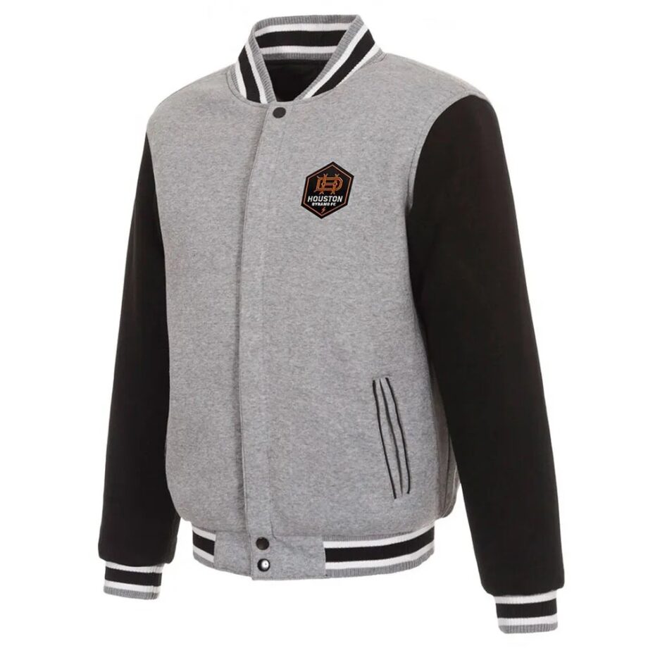 Houston Dynamo Gray & Black Varsity Wool Jacket