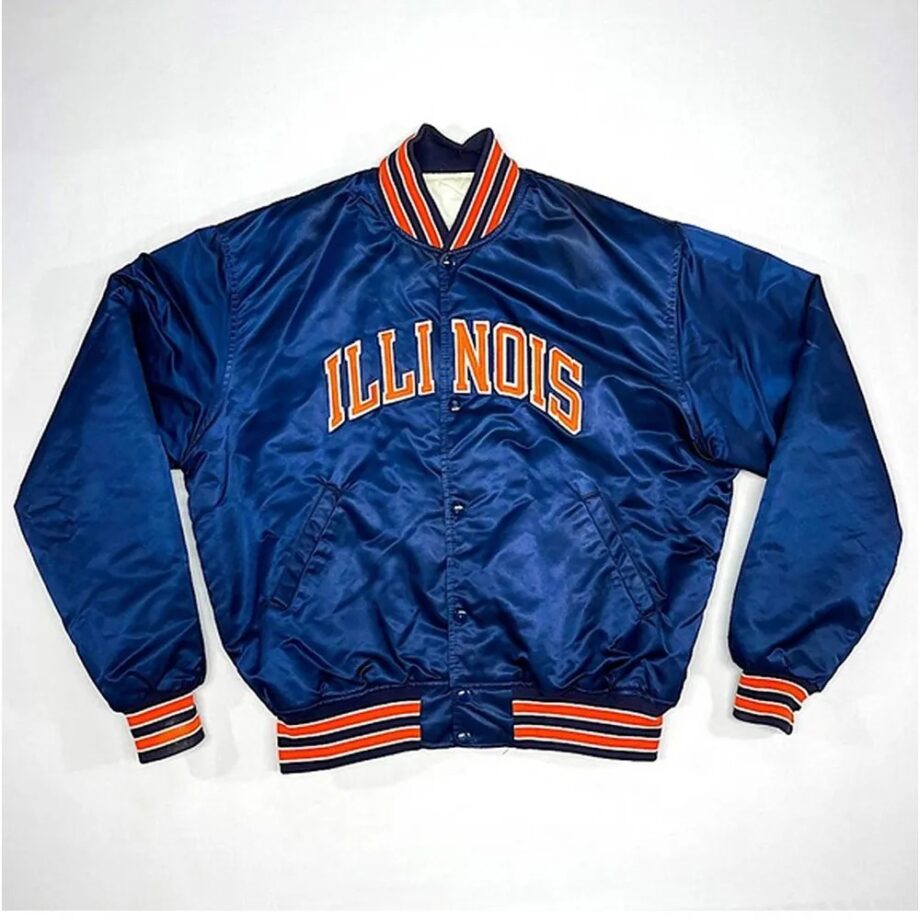 Vintage 80s Illinois Fighting Illini Blue Jacket