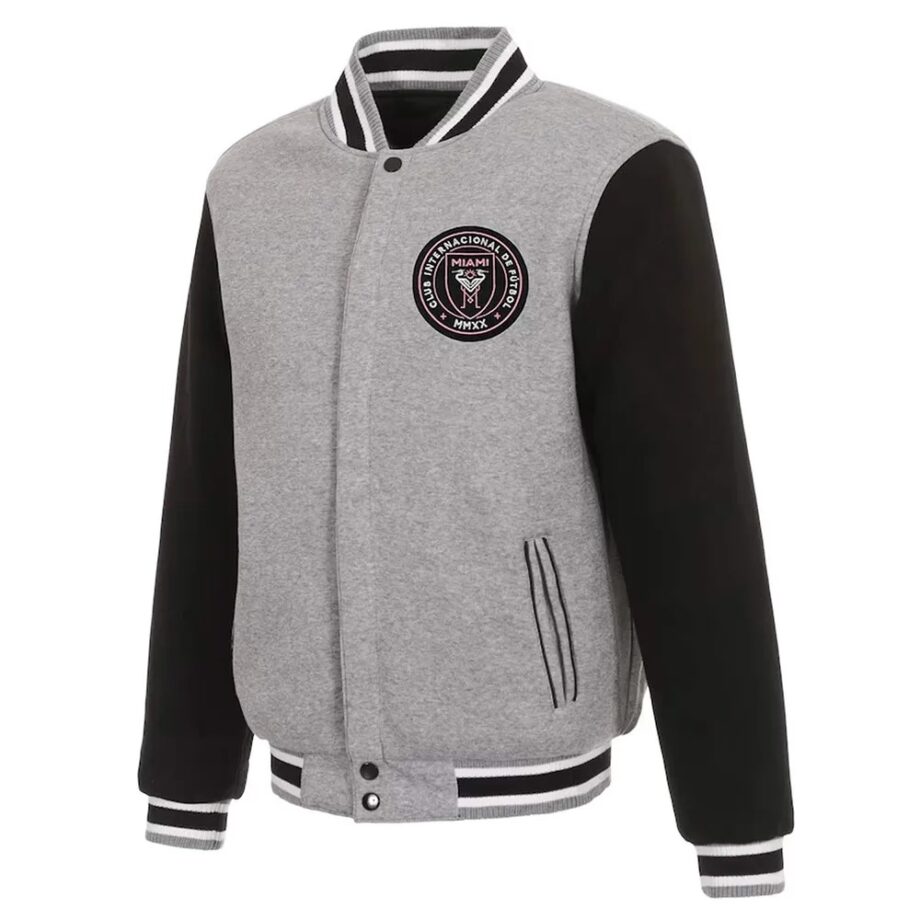 Inter Miami CF Gray & Black Varsity Wool Jacket