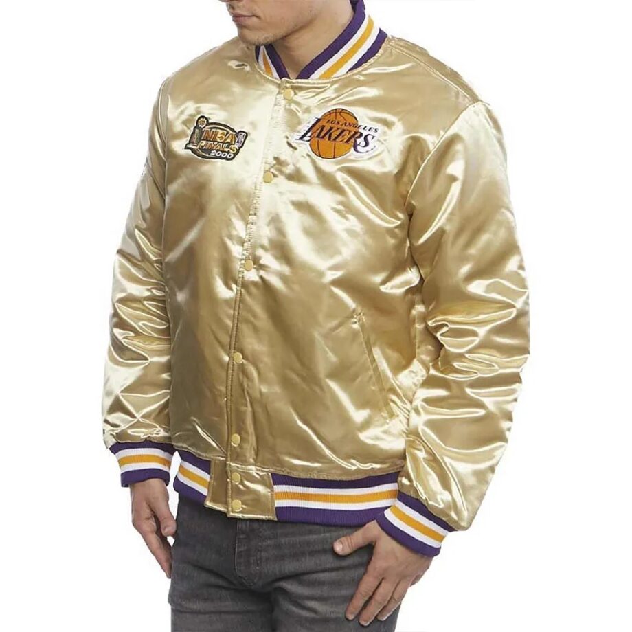 LA Lakers Championship Game Gold Satin Jacket