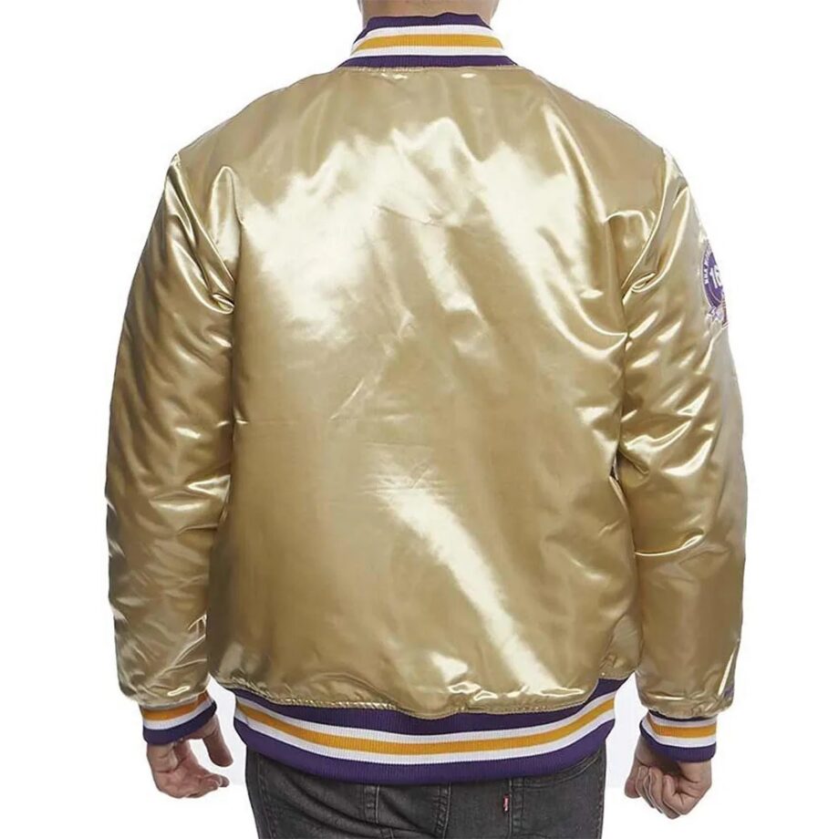 LA Lakers Championship Game Gold Satin Jacket