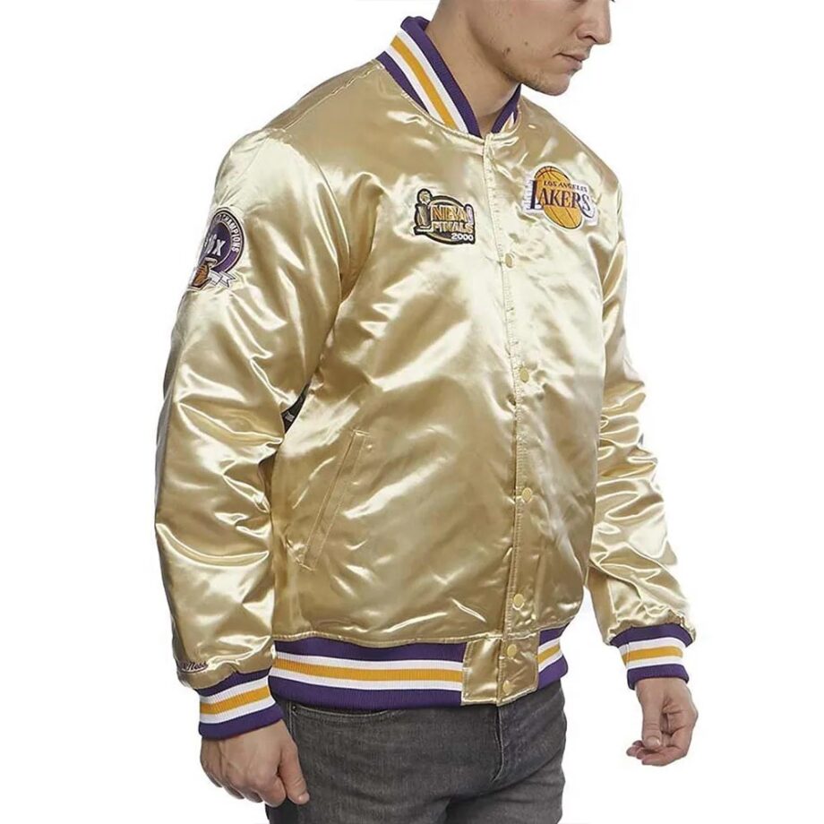 LA Lakers Championship Game Gold Satin Jacket