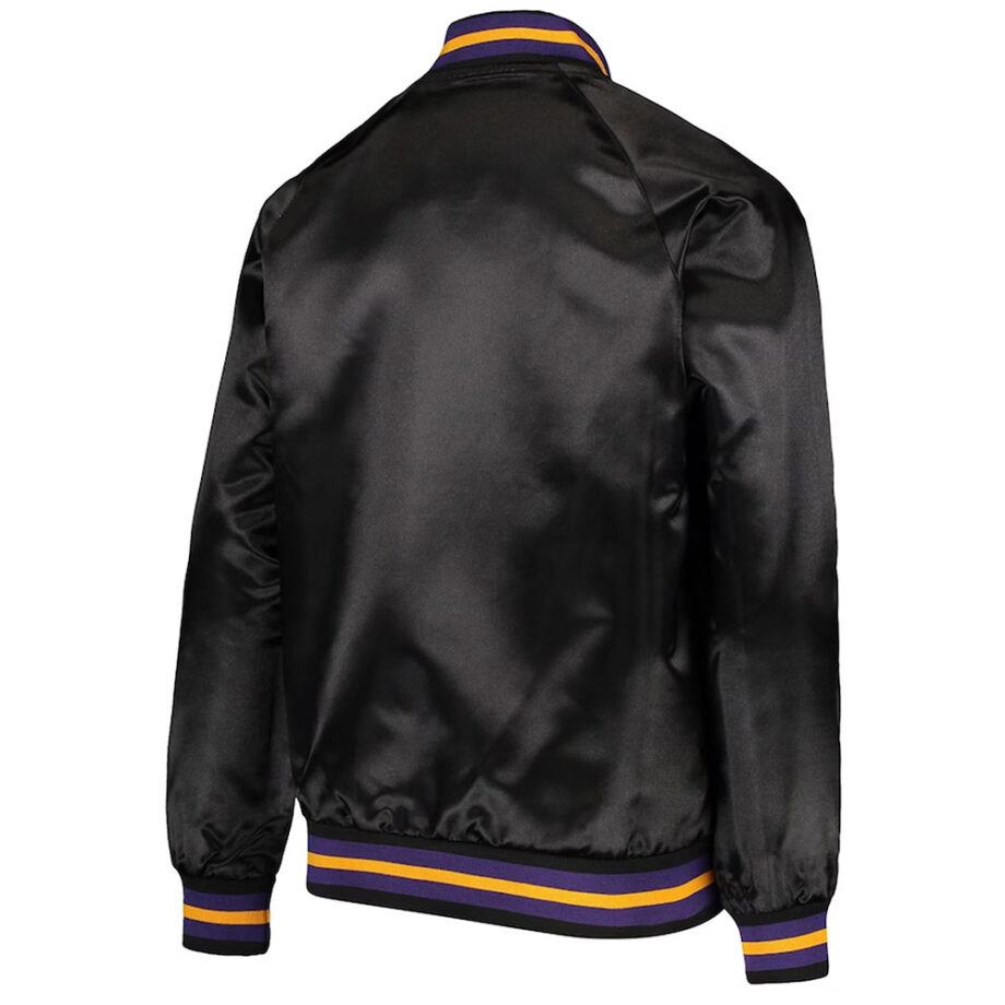 LA Lakers Hardwood Classics Black Satin Full-Snap Jacket