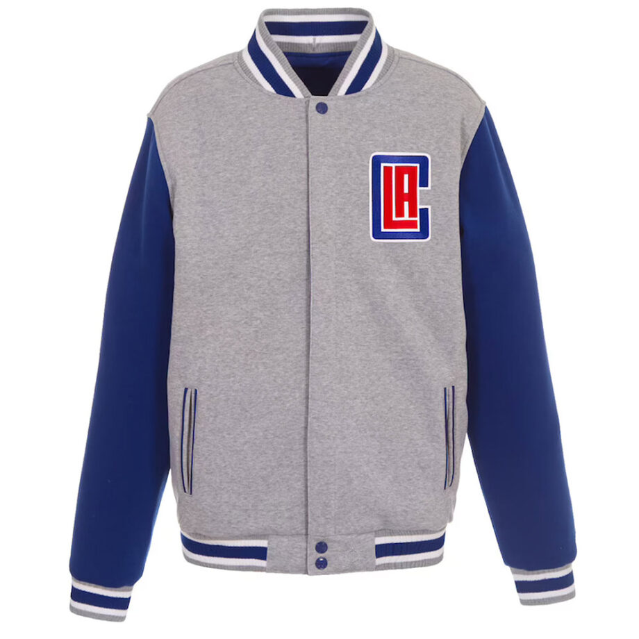 LA Clippers Gray & Royal Varsity Wool Jacket