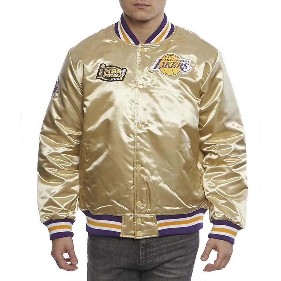 LA Lakers Championship Game Gold Satin Jacket