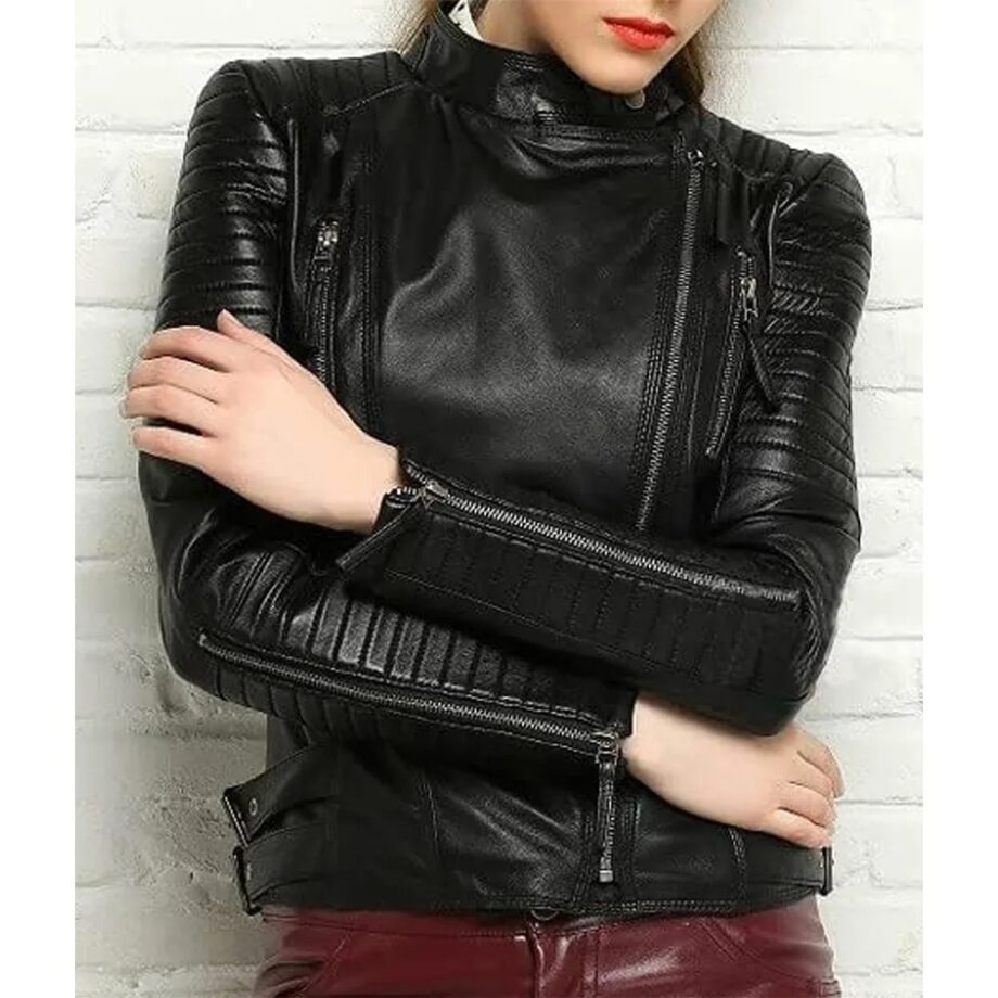 Nikita Season 3 Maggie Q Black Leather Jacket