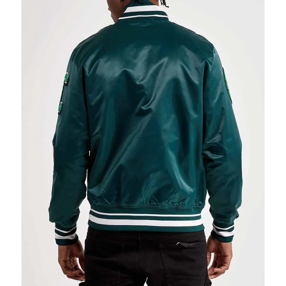 Mash Up Boston Celtics Green Satin Jacket