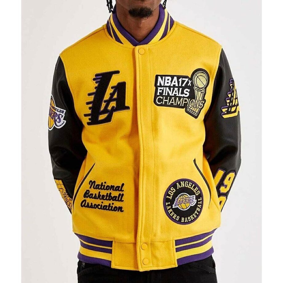 Mash Up Los Angeles Lakers Varsity Yellow & Black Jacket