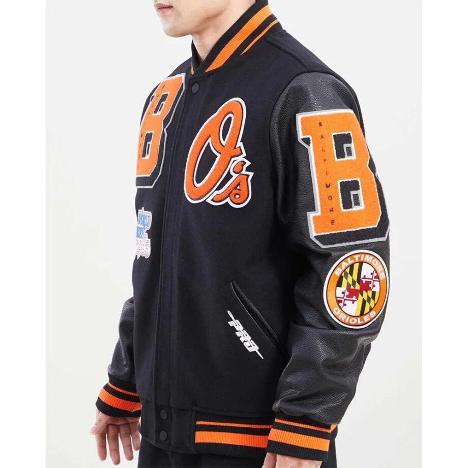 Baltimore Orioles Mashup Black Varsity Jacket