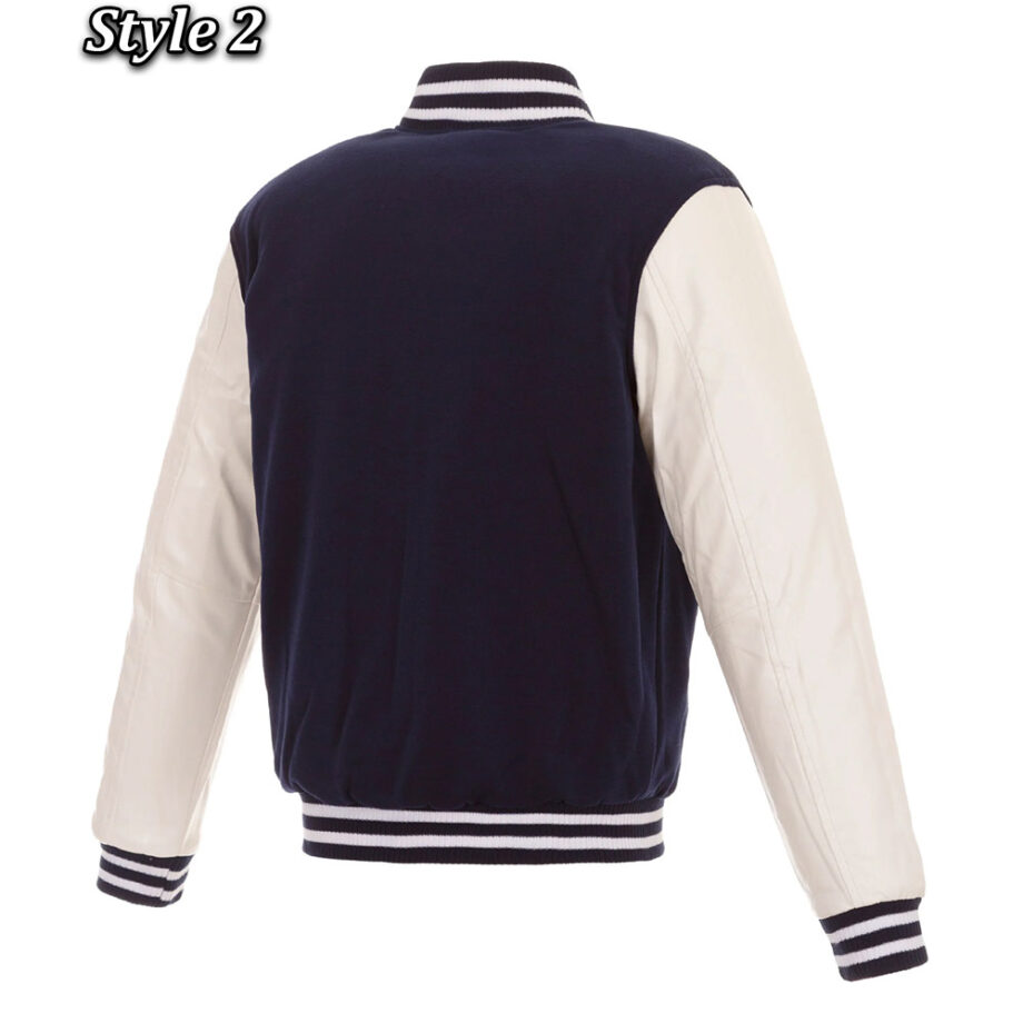 Memphis Grizzlies Navy & White Varsity Wool Leather Jacket