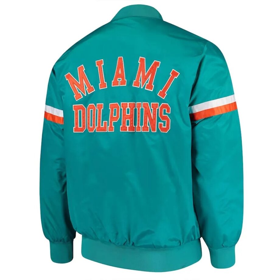 Miami Dolphins Champ Aqua Varsity Satin Jacket