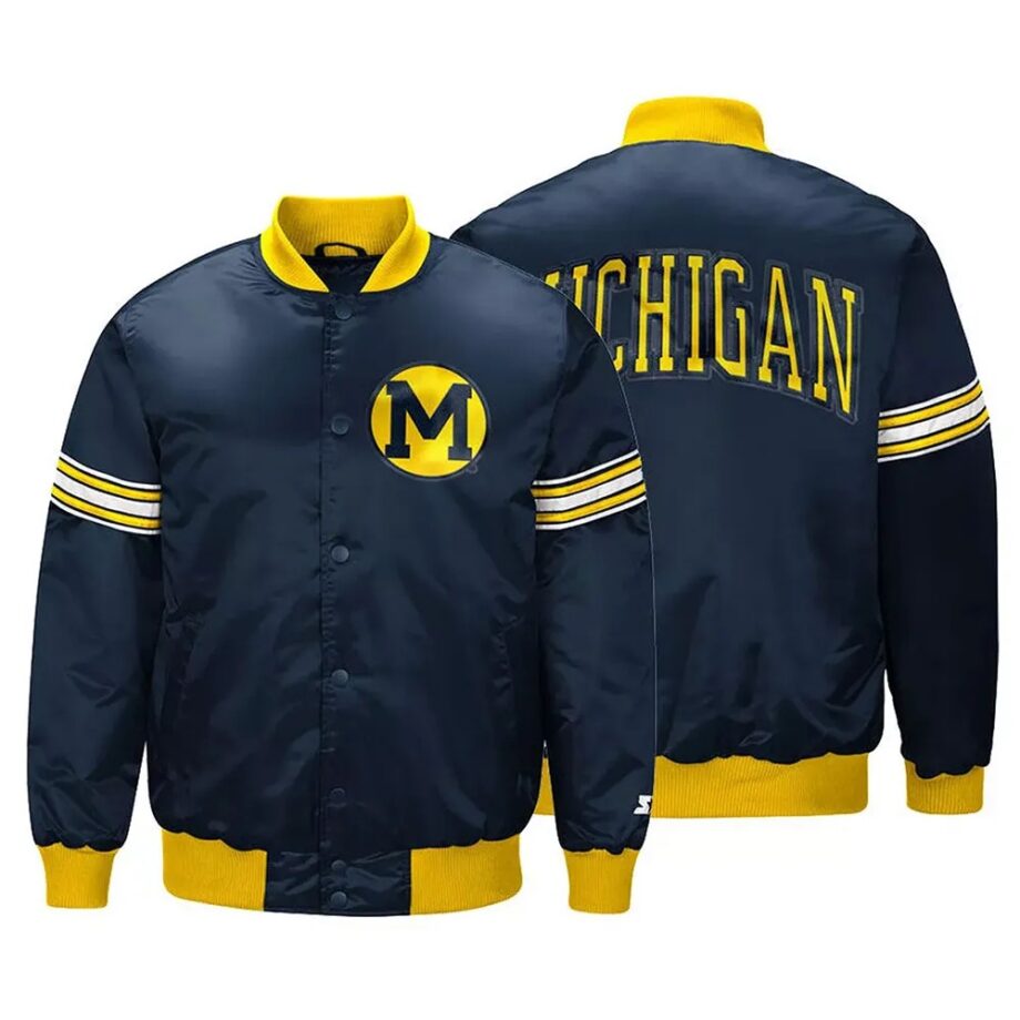 Michigan Wolverines Draft Pick Navy Satin Jacket