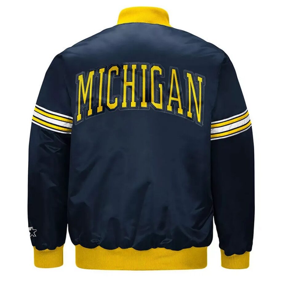 Michigan Wolverines Draft Pick Navy Satin Jacket