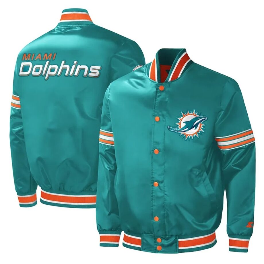 Midfield Miami Dolphins Aqua Varsity Satin Jacket