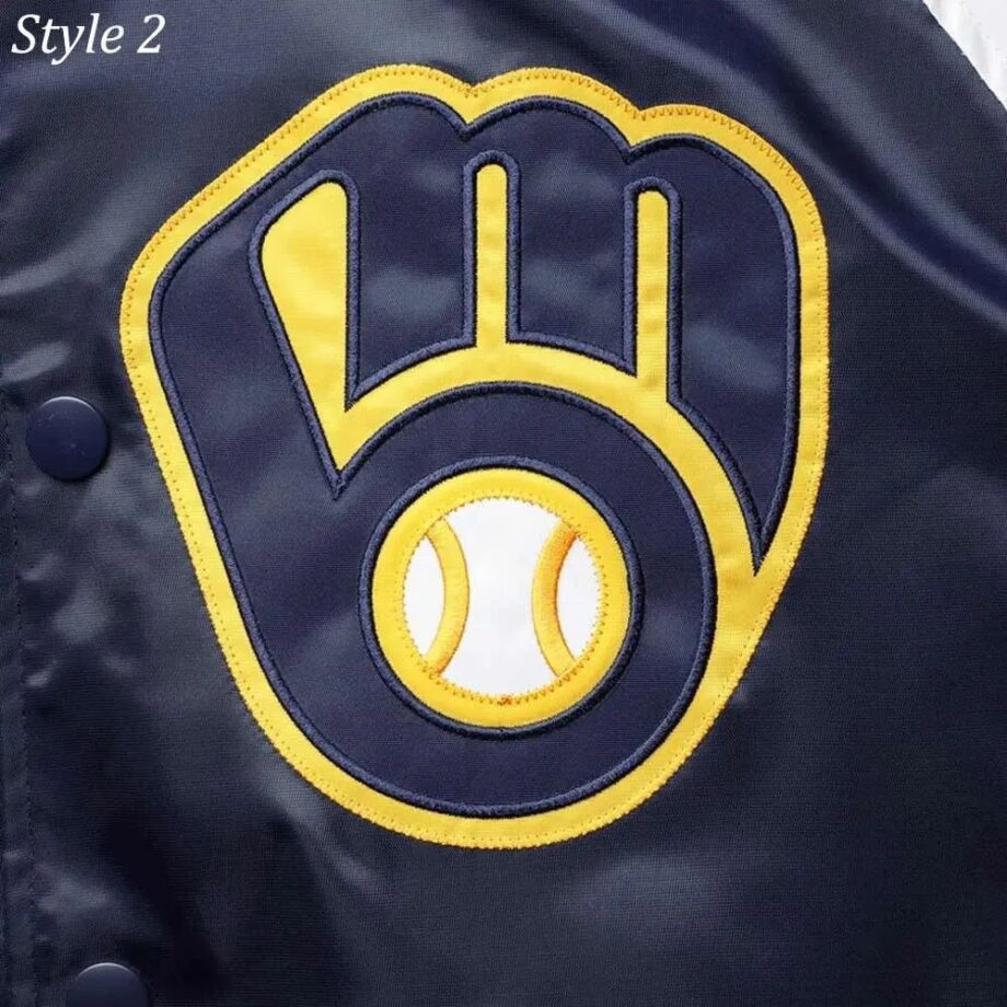 Milwaukee Brewers Gold & Navy Varsity Satin Jacket